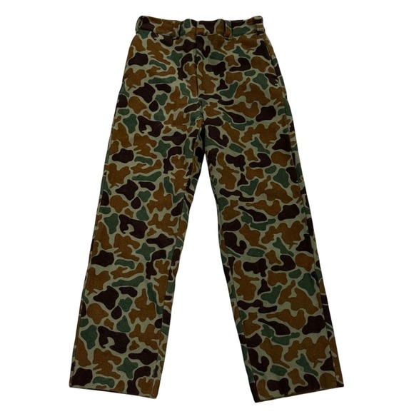 Woolrich Vtg Men's 34 Green/Brown Frogskin Camo Wool Hunting Straight Pants USA